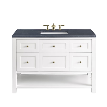 James Martin Vanities Breckenridge 48in Single Vanity, Bright White w/ 3 CM Charcoal Soapstone Top 330-V48-BW-3CSP